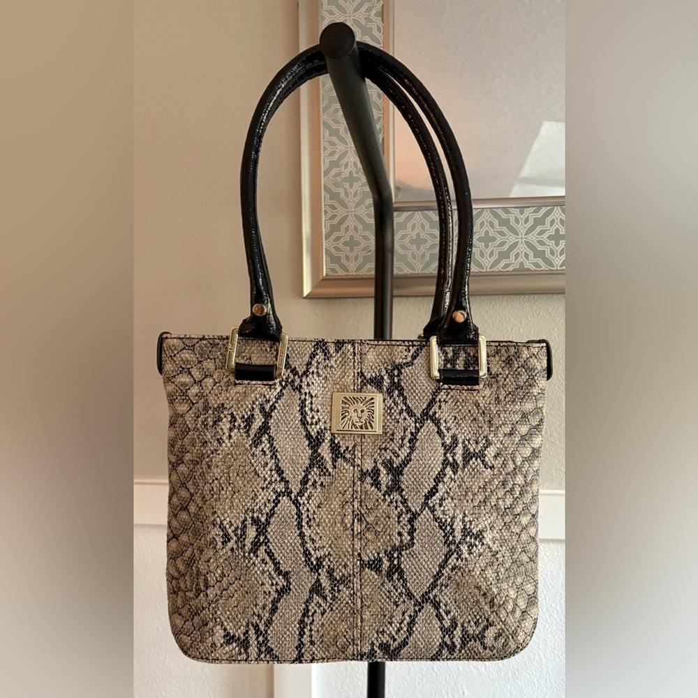 Anne Klein Monochrome Snake Print Shoulder Bag